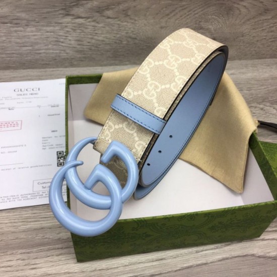 Fake Gucci GG Marmont wide belt 400593 40mm Light Blue Replica