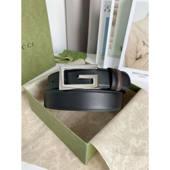 Fake Gucci reversible belt with Square G buckle 626974 Silver Hardware Replica