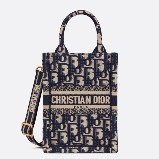 Replica Dior Mini Book Tote Phone Bag Dior Oblique Embroidery Blue Fake Dior Mini Book Tote Phone Bag Dior Oblique Embroidery Blue Replica