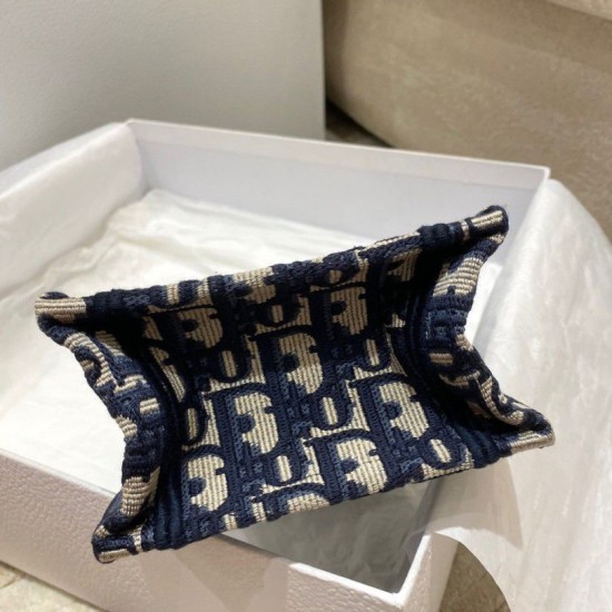 Replica Dior Mini Book Tote Phone Bag Dior Oblique Embroidery Blue Fake Dior Mini Book Tote Phone Bag Dior Oblique Embroidery Blue Replica