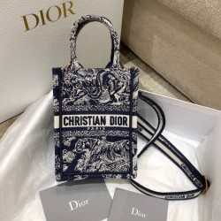 Replica Dior Mini Book Tote Phone Bag Toile de Jouy Reverse Embroidery Blue