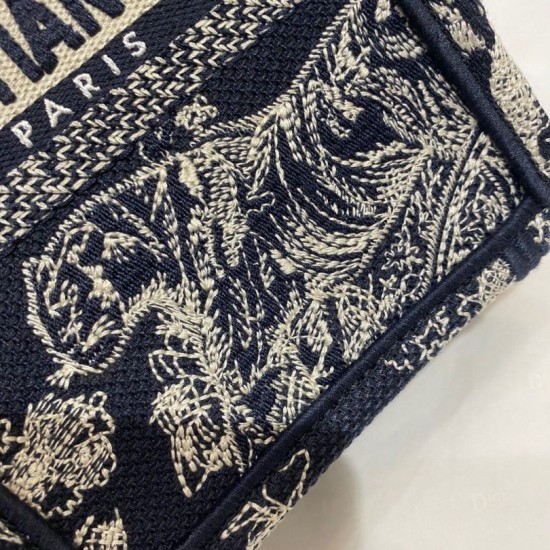 Replica Dior Mini Book Tote Phone Bag Toile de Jouy Reverse Embroidery Blue