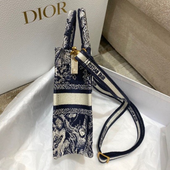 Replica Dior Mini Book Tote Phone Bag Toile de Jouy Reverse Embroidery Blue