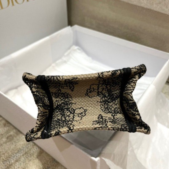 Replica Dior Mini Book Tote Phone Bag Toile de Jouy Embroidery Hazelnut