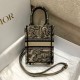 Replica Dior Mini Book Tote Phone Bag Toile de Jouy Embroidery Hazelnut