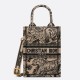 Replica Dior Mini Book Tote Phone Bag Toile de Jouy Embroidery Hazelnut