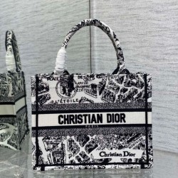 Replica Dior Small Book Tote Bag Plan de Paris Embroidery White