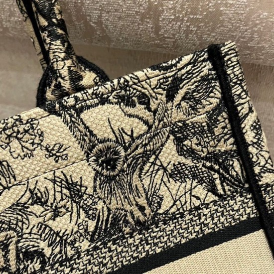 Replica Dior Small Book Tote Bag Toile de Jouy Embroidery Brown Fake Dior Small Book Tote Bag Toile de Jouy Embroidery Brown Replica