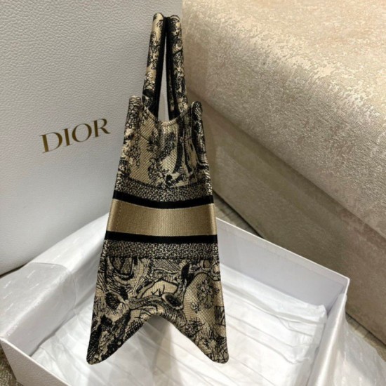 Replica Dior Small Book Tote Bag Toile de Jouy Embroidery Brown Fake Dior Small Book Tote Bag Toile de Jouy Embroidery Brown Replica