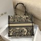 Replica Dior Small Book Tote Bag Toile de Jouy Embroidery Brown Fake Dior Small Book Tote Bag Toile de Jouy Embroidery Brown Replica