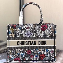 Fake Dior Small Book Tote In Multicolor Mille Fleurs Embroidery Replica