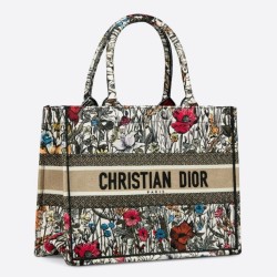 Fake Dior Small Book Tote In Multicolor Mille Fleurs Embroidery Replica