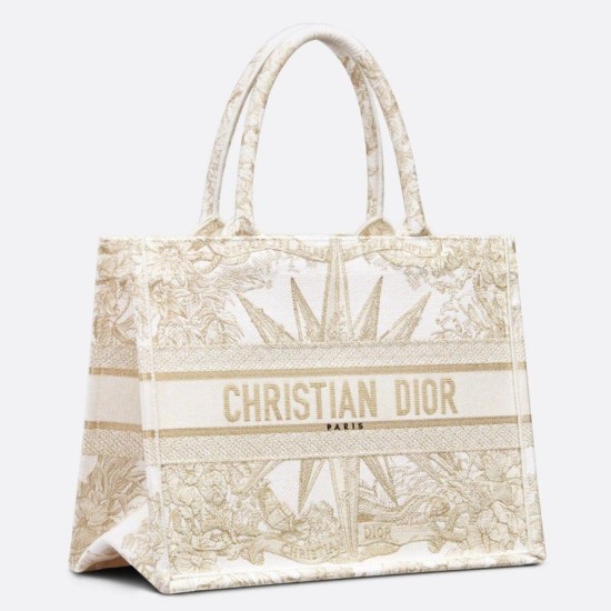 Replica Dior Medium Book Tote Bag Rêve d'Infini Embroidery Gold