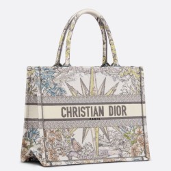 Replica Dior Medium Dior Book Tote Multicolor Rêve d'Infini Embroidery White