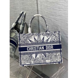 Replica Dior Medium Dior Book Tote Rêve d'Infini Embroidery White /Blue