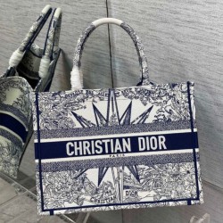 Replica Dior Medium Dior Book Tote Rêve d'Infini Embroidery White /Blue