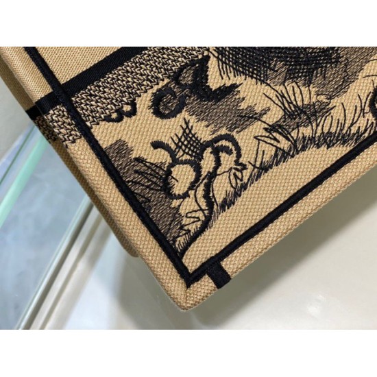 Fake Dior Medium Book Tote Bag In Macro Toile de Jouy Tiger Embroidery Replica Replica Dior Medium Book Tote Bag In Macro Toile de Jouy Tiger Embroidery