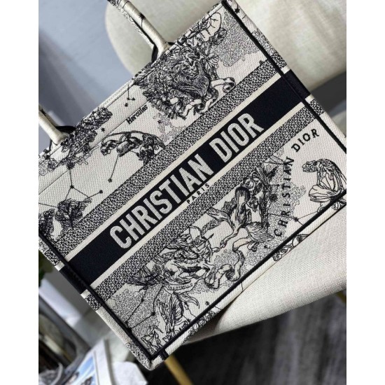 Replica Dior Medium Book Tote Bag Toile de Jouy Zodiac Embroidery White Fake Dior Medium Book Tote Bag Toile de Jouy Zodiac Embroidery White Replica