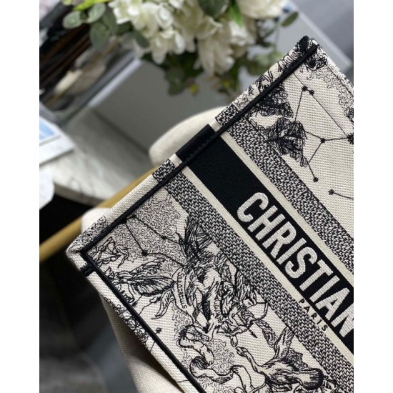 Replica Dior Medium Book Tote Bag Toile de Jouy Zodiac Embroidery White Fake Dior Medium Book Tote Bag Toile de Jouy Zodiac Embroidery White Replica
