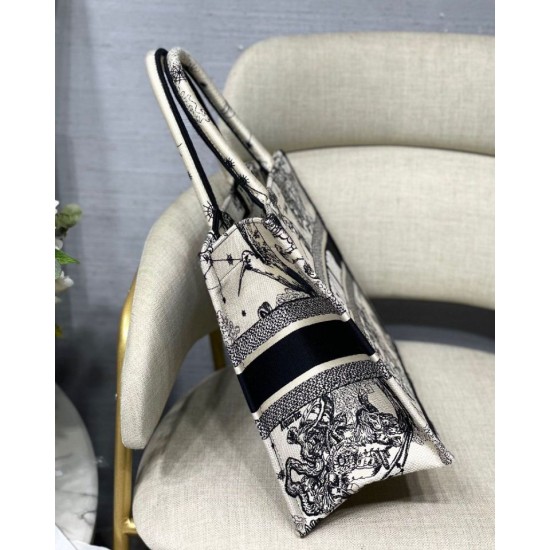 Replica Dior Medium Book Tote Bag Toile de Jouy Zodiac Embroidery White Fake Dior Medium Book Tote Bag Toile de Jouy Zodiac Embroidery White Replica