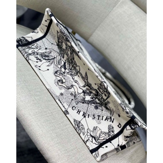 Replica Dior Medium Book Tote Bag Toile de Jouy Zodiac Embroidery White Fake Dior Medium Book Tote Bag Toile de Jouy Zodiac Embroidery White Replica