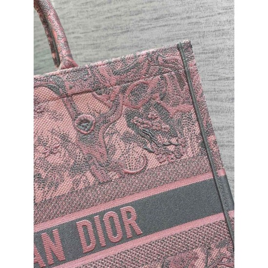 Replica Dior Large Book Tote Bag Toile de Jouy Sauvage Embroidery Pink / Gray Replica Dior Large Book Tote Bag Toile de Jouy Sauvage Embroidery Pink / Gray