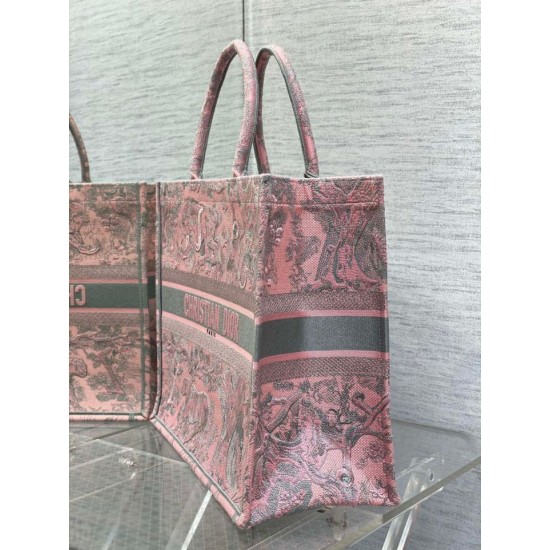 Replica Dior Large Book Tote Bag Toile de Jouy Sauvage Embroidery Pink / Gray Replica Dior Large Book Tote Bag Toile de Jouy Sauvage Embroidery Pink / Gray