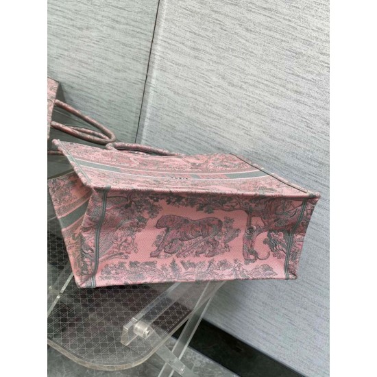 Replica Dior Large Book Tote Bag Toile de Jouy Sauvage Embroidery Pink / Gray Replica Dior Large Book Tote Bag Toile de Jouy Sauvage Embroidery Pink / Gray