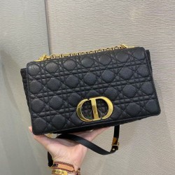 Replica Dior Large Caro Bag Cannage Black