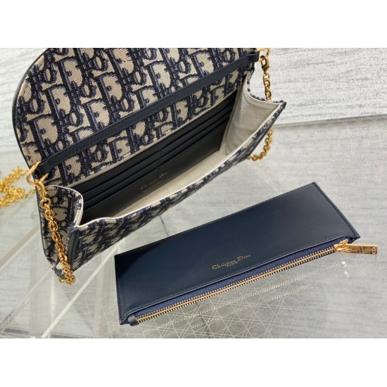 Replica Dior Bobby East-West Chain Pouch Oblique Jacquard Blue Replica Dior Bobby East-West Chain Pouch Oblique Jacquard Blue