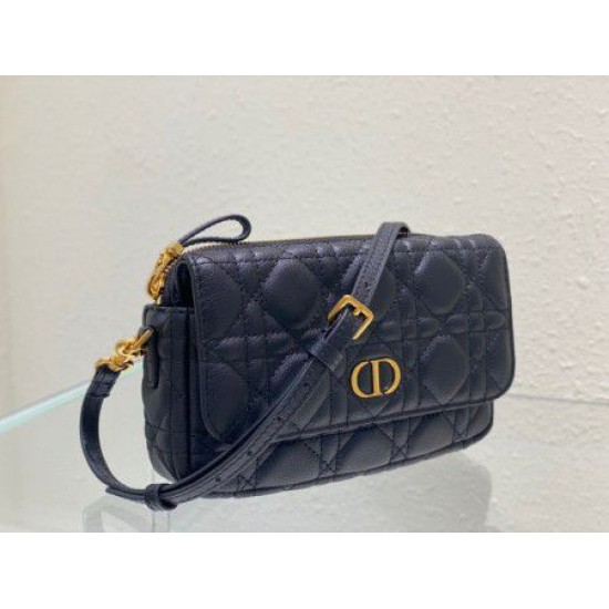 Replica Dior Caro Pouch Cannage Black Replica Dior Caro Pouch Cannage Black