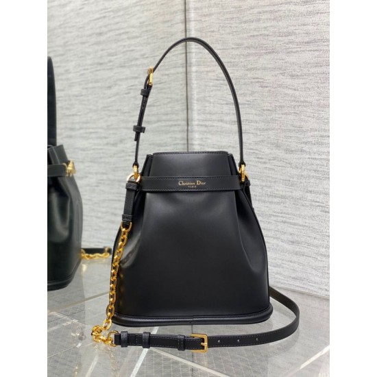 Replica Dior C'est Medium Bucket Bag Saddle Calfskin Black Replica Dior C'est Medium Bucket Bag Saddle Calfskin Black