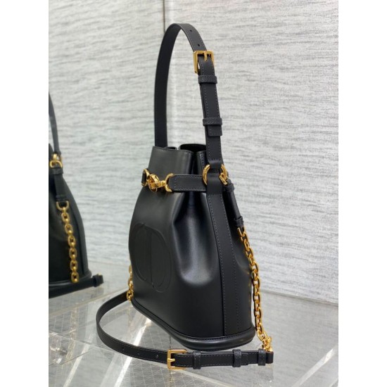 Replica Dior C'est Medium Bucket Bag Saddle Calfskin Black Replica Dior C'est Medium Bucket Bag Saddle Calfskin Black