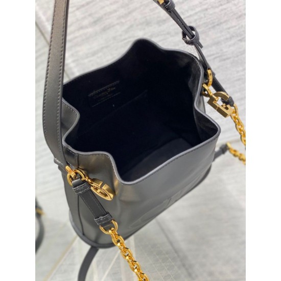 Replica Dior C'est Medium Bucket Bag Saddle Calfskin Black Replica Dior C'est Medium Bucket Bag Saddle Calfskin Black