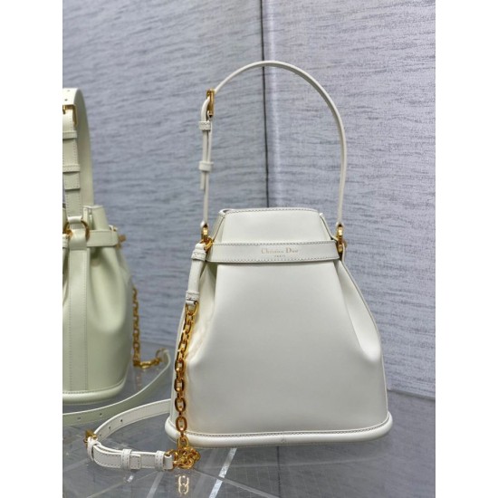 Fake Dior C'est Medium Bucket Bag Saddle Calfskin White Replica Fake Dior C'est Medium Bucket Bag Saddle Calfskin White Replica