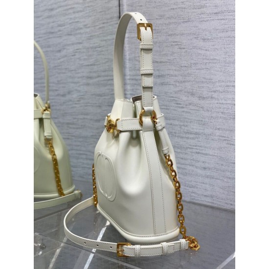 Fake Dior C'est Medium Bucket Bag Saddle Calfskin White Replica Fake Dior C'est Medium Bucket Bag Saddle Calfskin White Replica