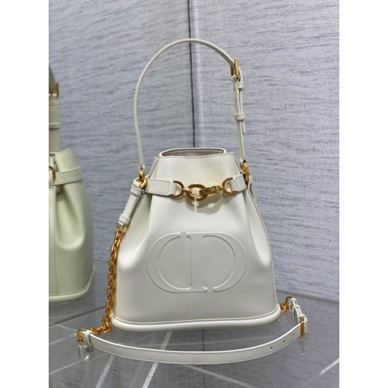 Fake Dior C'est Medium Bucket Bag Saddle Calfskin White Replica Fake Dior C'est Medium Bucket Bag Saddle Calfskin White Replica