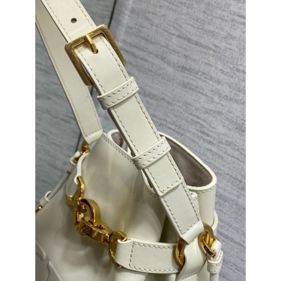 Fake Dior C'est Medium Bucket Bag Saddle Calfskin White Replica Fake Dior C'est Medium Bucket Bag Saddle Calfskin White Replica