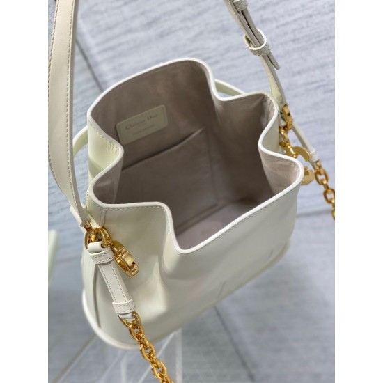 Fake Dior C'est Medium Bucket Bag Saddle Calfskin White Replica Fake Dior C'est Medium Bucket Bag Saddle Calfskin White Replica