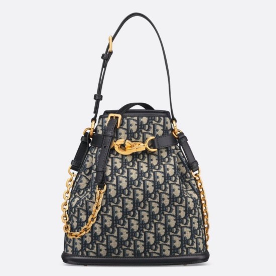 Fake Dior C'est Medium Bucket Bag Oblique Jacquard Blue Replica Replica Dior C'est Medium Bucket Bag Oblique Jacquard Blue