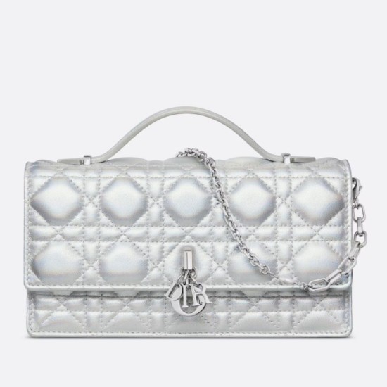 Replica Dior Miss Dior Mini Bag Iridescent Metallic Silver Replica Dior Miss Dior Mini Bag Iridescent Metallic Silver
