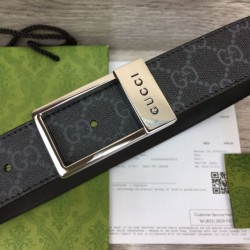 Replica Gucci GG belt with rectangular buckle 722370 35mm Black Steel