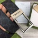 Replica Gucci GG belt with rectangular buckle 722370 35mm Black Steel