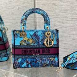 Fake Dior Lady D-Lite Medium Bag Toile de Jouy Voyage Embroidery Multicolor Replica