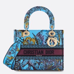Fake Dior Lady D-Lite Medium Bag Toile de Jouy Voyage Embroidery Multicolor Replica