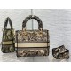 Fake Dior Medium Lady D-Lite Bag Toile de Jouy Embroidery Brown Replica Replica Dior Medium Lady D-Lite Bag Toile de Jouy Embroidery Brown