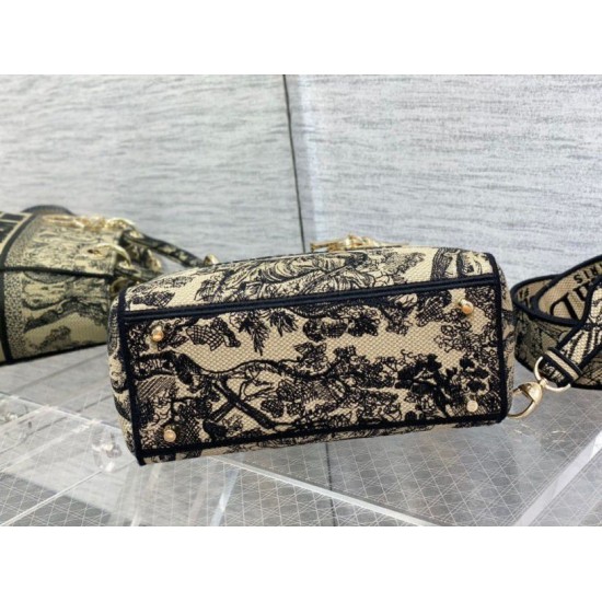 Fake Dior Medium Lady D-Lite Bag Toile de Jouy Embroidery Brown Replica Replica Dior Medium Lady D-Lite Bag Toile de Jouy Embroidery Brown