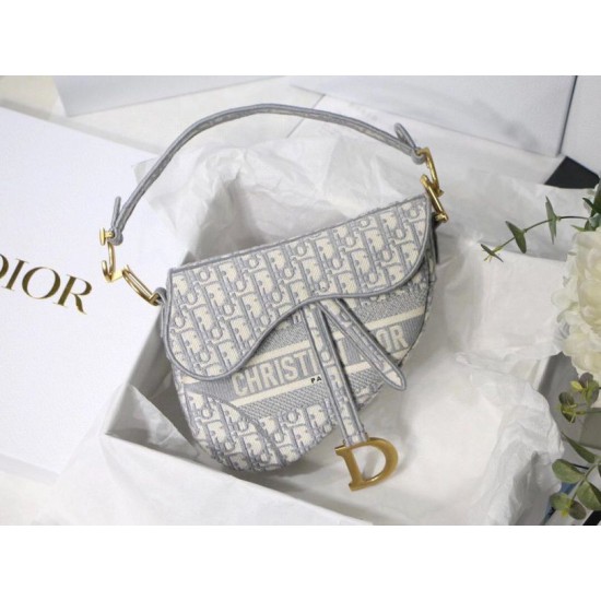 Replica Dior Saddle Bag Dior Oblique Embroidery Gray Replica Dior Saddle Bag Dior Oblique Embroidery Gray