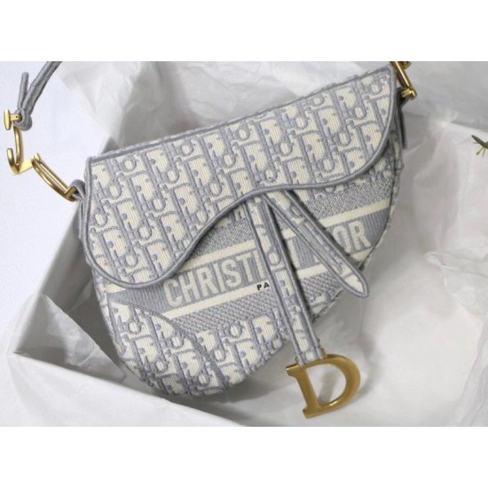 Replica Dior Saddle Bag Dior Oblique Embroidery Gray Replica Dior Saddle Bag Dior Oblique Embroidery Gray