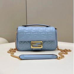 Replica Baguette Chain Midi Bag Nappa Blue